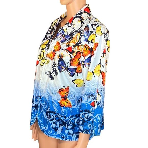 Christopher & Banks NWT Butterfly Jacket Womens SZ M Zip Closure Sequin Detail - Picture 4 of 10